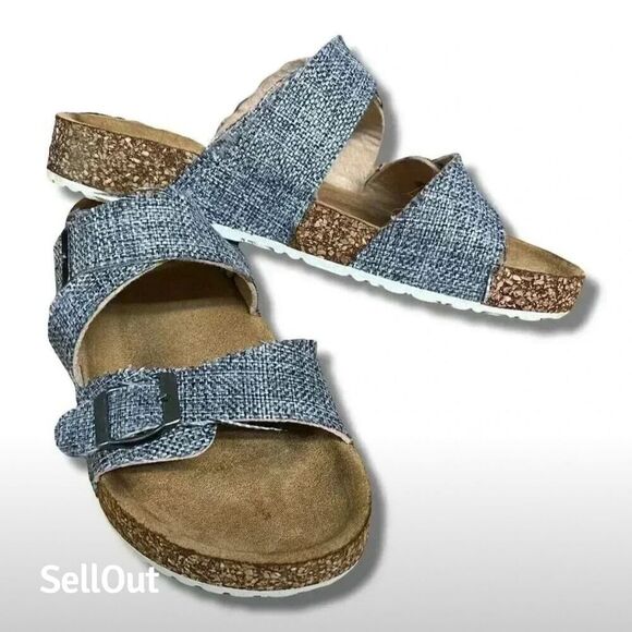 Rebel Women's Blue Double Buckle Strap Sandals Size 6 Casual Summer - Picture 1 of 7
